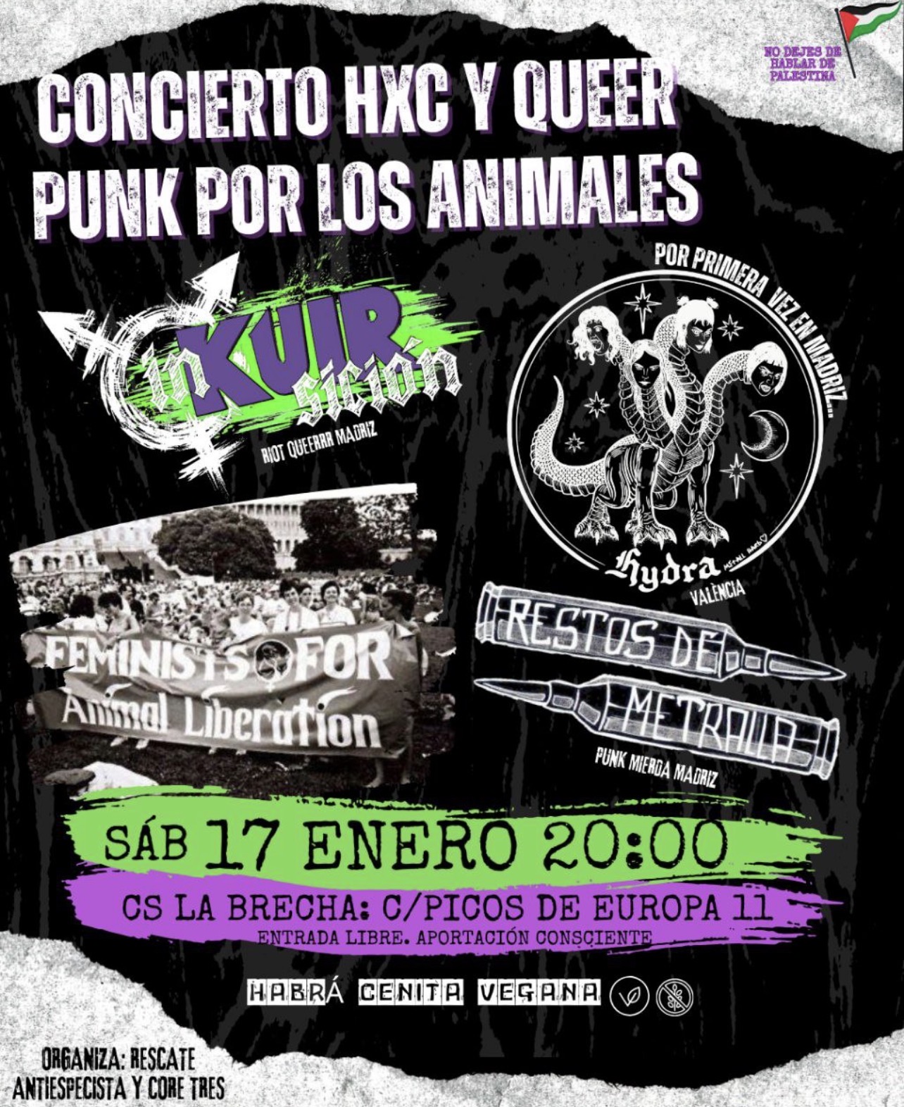 concierto hxc y queer punk por los animales